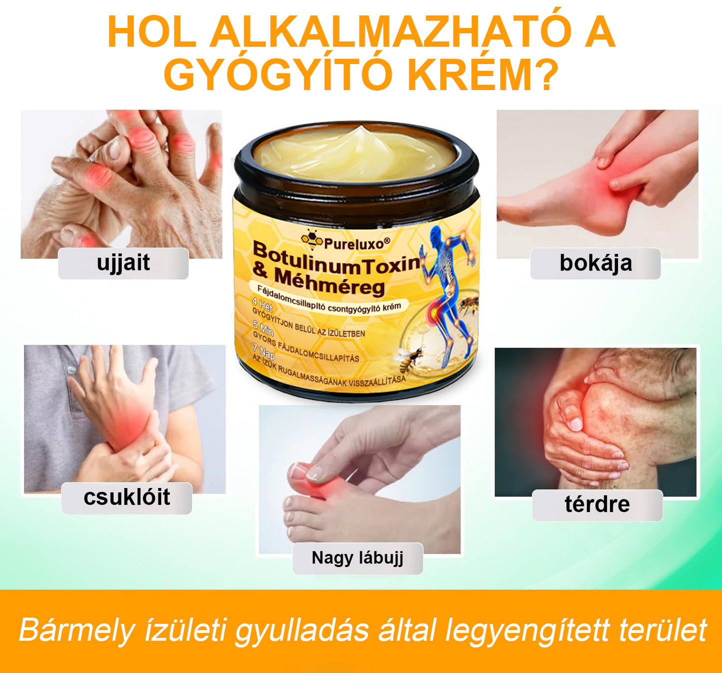 Pureluxo® Botulinum Toxin és Méhméreg Fájdalomcsillapító Csontgyógyító Krém🐝🌿 (Kifejezetten időseknek & ortopéd szakorvosok ajánlásával)🔥🔥🔥🔥🔥